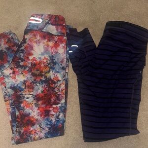 Athleta Multicolor and Purple Stripe Leggings